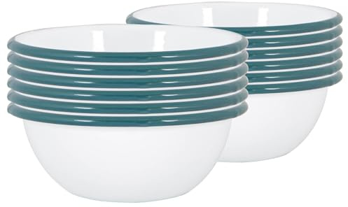 Argon Tableware Weiße Emailleschalen - 16cm - Grün - Pack Von 12