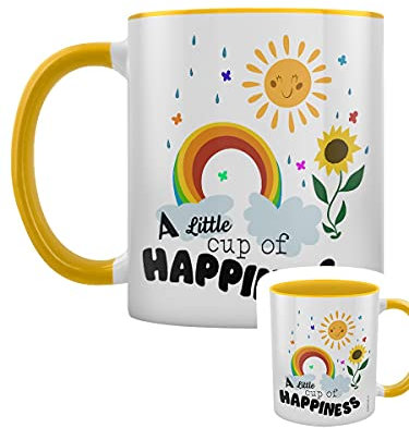 Grindstore A Little Cup of Happiness Yellow Inner 2-Tone Tea and Coffee Mug