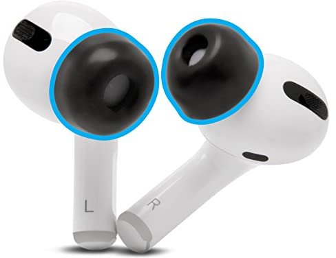 WC TipZ – Verbesserte Memory Foam-Ohrstöpsel für Airpods Pro von Wicked Cushions | Verbesserter Komfort, Abdichtung und Rückprallzeit des Schaums Ladeschale | Pitch Black