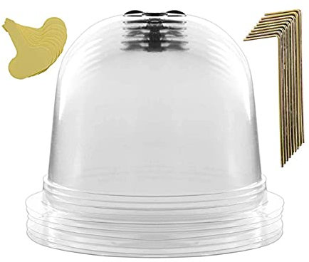 HELTER Garden Cloche Plant Dome Bell Cover,6 Pack Reusable Clear Plastic Greenhouse Dome with 18 Ground Securing Pegs 10 Plant Label for Protect