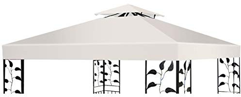 RELAX4LIFE Telo di Ricambio per Gazebo, Baldacchino a Doppio Strato con Camino Airvent, Tessuto Impermeabile, Telo Quadrato 3 x 3 m per Gazebo e Pergola Esterna (Beige)