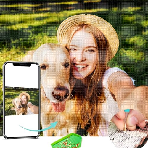 CleverFine Diamond Painting Eigenes Foto Personalisiert Bilder Diamond Painting Benutzerdefinierte Geschenke Home Décor(30 * 30cm,Quadratischer Diamant)