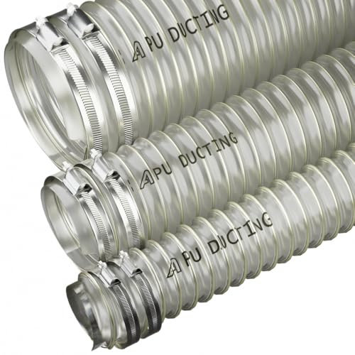Conduit flexible en polyuréthane de 50 mm de diamètre, extraction de poussière et de fumée, travail du bois + colliers de serrage – 2 mètres