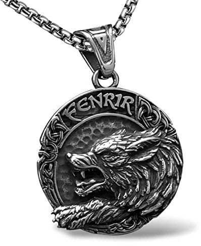 Bahamut Herren Wikinger Fenrir Wolf Anhänger Halskette Edelstahl nordische Amulett Schmuck Wikinger Geschenke