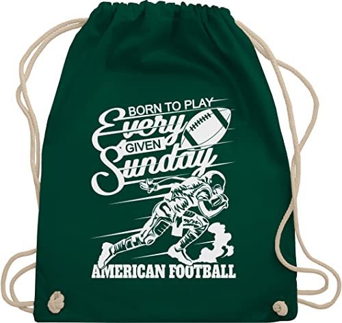Turnbeutel Rucksack - American Football Deko Superbowl Party - Born to play - Every given Sunday - weiß - Unisize - Dunkelgrün - american+football+tasche footballfans footballspieler tasche