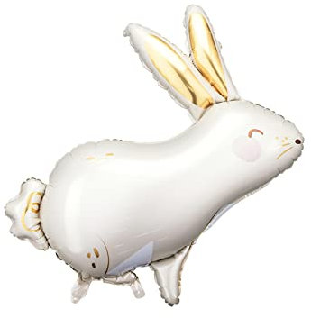 PartyDeco Folienballon Hase 70x71cm Helium Luftballon Häschen Ballon Kindergeburtstag Einschulung Ostern beige