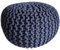 Fides Sitzhocker Strickhocker aus Baumwolle Grobstrick Optik handgefertigt nutzbar als Bodenkissen & Sitzpouf 45 cm Ø blau