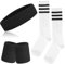 ONUPGO 5-teiliges Gestreiftes Schweißband und Socken-Set - Stirnband, Schweißbänder, Hohe Socken für Männer, Frauen, Sport und 80er-Party (Black)