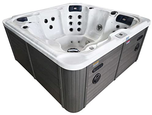 Outdoor hidromasaje SPA Pool Oasis Maxi Blanco - SPA Outdoor Pool - con Cubierta - Medidas 210 x 210 x 95 cm - 52 chorros de Masaje, LED, Radio, Altavoz, Bluetooth, SPA Pool para 6 Personas