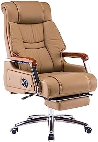 CIRC Chefsessel, Groß Und Hoch, Für Zuhause, Komfort, Für Die Mittagspause, Bürostuhl, 155° Neigbar, Managerstühle Aus Echtem Leder, Tragkraft: 250 Kg/551,2 Lbs,Beige,114-120 * 50cm,Remarkable88
