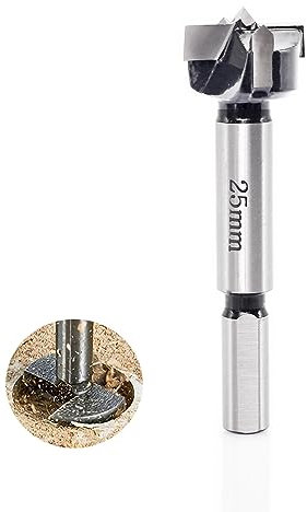 Sinoprotools HW Forstnerbohrer Ø25mm,10mm Schaft Forstner-Bits mit Rundschaft -Bohraufsätze Länge 90 mm,Zubehör Bohrmaschine für Holz Kunststoff