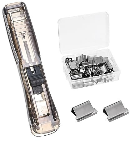 PATIKIL 4.5 x 1 Clam Clip Dispenser, 1 Pcs Binder Clam with 50 Pcs Clips for Fixing Loose Leaf Paper Bookbinding Documents Reports Assignments Office Home, Black