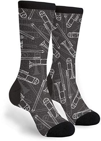 934 Unisex Sneakersocken Schwarz-Weiß-Posaunen Socken Herren Komfort Haussocken Premium Für Damen Everyday Sport 40Cm