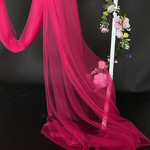 20m x 160cm Soft Tüllstoff,Tüll Stoffe zum Nähen,Netzstoff Dekostoff Drapierstoff für Arbor Hochzeit Vorhang Hochzeitsbogen Freihanddeko Querbehang Gardine Torbogen Zeremonie Party Dekor,Rose
