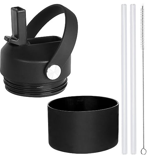 SYACOT Straw Lid for Yeti Rambler Water Bottle - Replacement Cap Straw Cap for RTIC and Yeti Bottle, Silicone Boot (36 oz, Black)