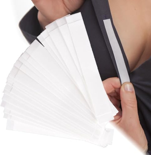Cinta Doble Cara Piel y Ropa,160 Tiras Adhesivas Piel y Ropa, Cinta Adhesiva para Escote, Cinta Doble Cara Ropa, Camisas, Vestidos, Tirantas, Dobladillos, Cinta Adhesiva Pecho, 2 Packs 80 Unds Pack