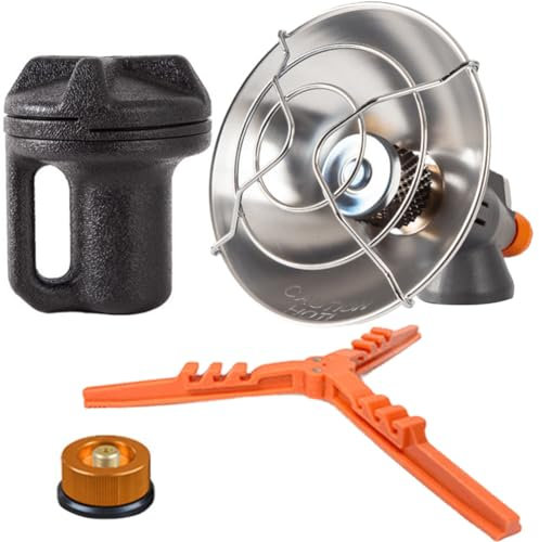 Dasfie Chauffage à gaz pour bouteille d'hiver avec boîte de rangement - Mini chauffage au gaz kérosène réglable - Coupe-vent - Réchaud au butane - Pour voyage, camping, pêche, randonnée