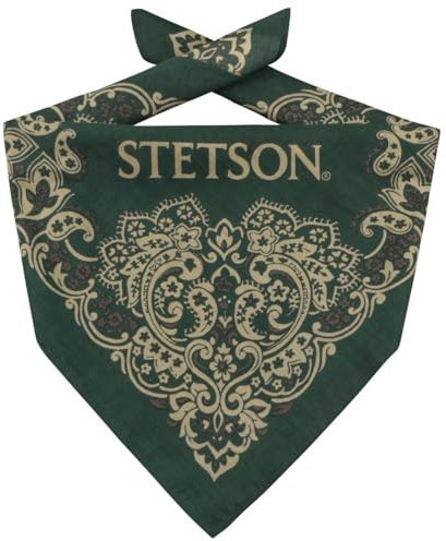 Stetson Paisley Bandana Kopftuch 100% Baumwolle Klassische Musterung Damen Herren All Seasons dunkelgrün One Size