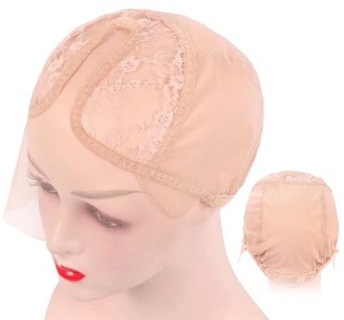 Wig Cap Haarnetz für Perücken T Form Transparente Spitze PerüCkenkappe Nettal Atmungsaktive PerüCken Griffkappe Mit Gummiband, Um PerüCken An Ort Und Stelle Zu Halten