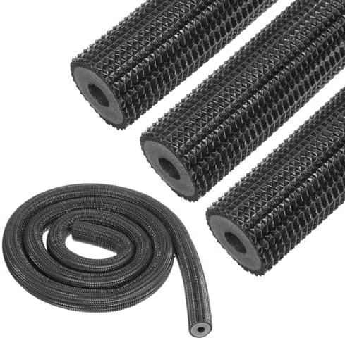 PATIKIL 9mm ID x 10mm T x 1.8m L Pipe Insulation Tubing, 8pcs Heat Preservation Anti Slip Insulated Foam Tube Grip for Air Conditioning Water Pipe, Black