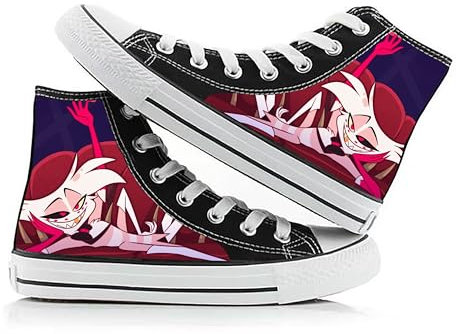 Tongyundacheng Anime Canvas Shoes Hazbin Hotel Sneakers Shoes Alastor Angel Dust Printed Cosplay High Top Sneakers Lace Up Casual Shoes, Typ 8, 37 1/3 EU