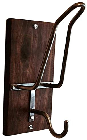 JECOMPRIS Wooden Motorcycle Helmet Rack and Jacket Hook Wall Mounted Helmet Holder Metal Accessories for Garage and Entrance Storage Random Color