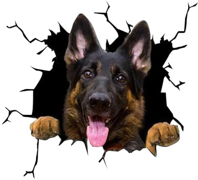3D-Hunde-Auto-Dekorationen, Aufkleber, lustiger deutscher Schäferhund, wasserdichter Haustier-Aufkleber für Autos, Stoßstangen, Fenster, Kühlschränke