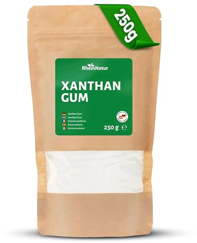 RheinNatur Xanthan Gum Pulver - Natürliches Bindemittel - Stabilisator für Eis, Suppen, Soßen - Xanthangummi Verdickungsmittel - Geschmacksneutral & Vegan (250g)