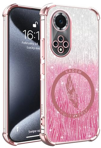 XINYEXIN Funda Glitter para Honor 50 5G / Huawei Nova 9, Carcasa Antigolpes TPU Transparente Bling Brillante Brillo Ultradelgado Slim Bumper Case - Rosa