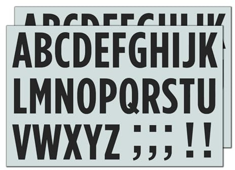 30 Blatt, 50mm - Buchstaben Aufkleber Groß, Klebebuchstaben - Schwarz | Wetterfest, Wasserfest