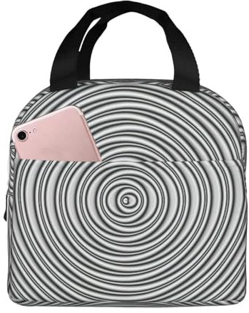 WURTON Bolsa de almuerzo reutilizable con impresión de ilusión óptica giratoria, lonchera para trabajo, Bento Cooler Tote Picnic Boxes Bolsas de compras