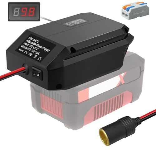 Step Down Konverter für Einhell 18V zu 12V, Stromanschluss für Autogeräte, DIY Ladegerät Buck Converter Power Station, Zigarettenanzünder Adapter Buck Adapter für Autokühlschrank