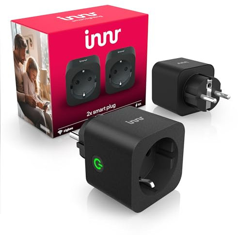 Innr Smart Steckdose Schwarz, funktioniert mit Hue* und Alexa, Zigbee Repeater, Zigbee Steckdose mit Strommessung, 2-Pack