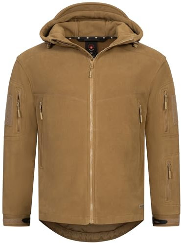 Höhenhorn Biferten - Giacca in pile militare da uomo, antivento, con cappuccio, sabbia, L