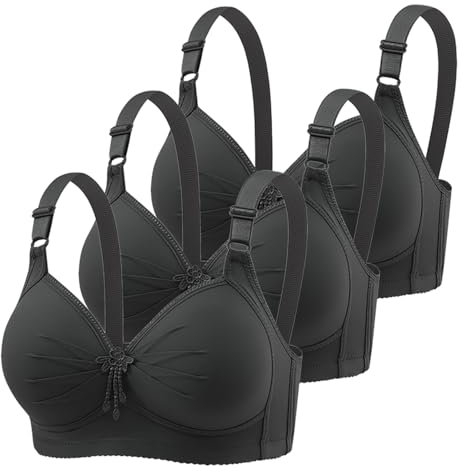 3er Pack BH Damen ohne Bügel Bra Push Up BHS Verstellbar Damen-BH Sexy Starker Halt Große Brüste Klassische Bustier Bequeme Atmungsaktive Unterwäsche für Frauen