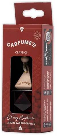 Carfume Classic Cherry Euphoria Car Air Freshener | Premium Ripe Cherries & Rich Fruit Fragrance | Luxury Unisex Recyclable Scented Diffuser - Odour Eliminator - UK Made Car Accessories