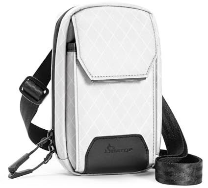 SIMTOP Handytasche zum Umhängen Damen,Leichte Crossbody Schultertasche aus Nylon,Wasserdichte Umhängetasche für Handy,Geld und Kleinkram, Ideal für Wandern,Radfahren,Reisen und Alltag,Weiß
