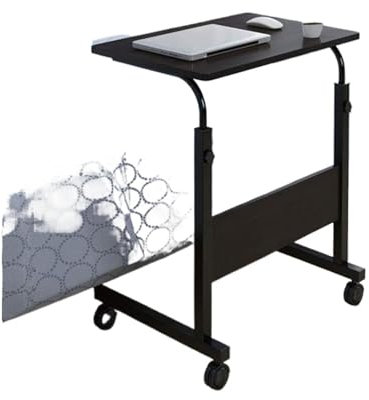 MEMEM Tisch Stehtisch Überbetttisch Höhenverstellbarer Beistelltisch auf Rollen Mobiler Stehtisch Laptoptisch Dichte Faserplatte Überbett Nachttisch
