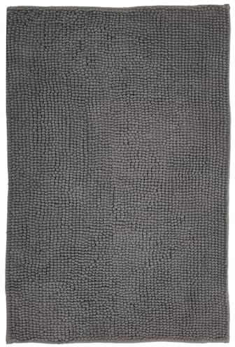 NYVI Badematte NYVISpa Chenille XXL 70x120 cm Grau Rechteckig - Badezimmerteppich - rutschfest, Saugfähig, Schnell Trocknend, Fußbodenheizung geeignet, Oeko-TEX, Waschbar, Weich