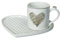 BRANDANI Set Tazza Mug con Vassoio Amore 51662 Cuore Porcellana Bone China Bianco Oro