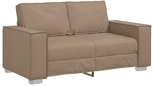 vidaXL Cappuccino Kunstleder Loveseat Sofa - modernes Design mit Boxkissen für Büro und Wohnzimmer. Fleckenbeständig und 120 cm breit. Zeitgenössische Sitzmöbel mit texturiertem Stoff.