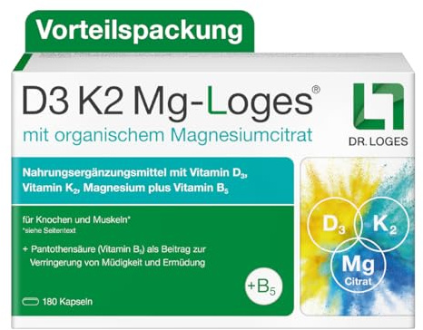D3 K2 Mg-Loges - 180 Kapseln Stark für Knochen und Muskeln*