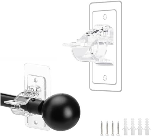 LINTRA 1 Coppia Supporti per Bastoni Tende, Senza Forature Supporto Bastone Tenda, Regolabile Gancio Bastone Tenda, con Viti e Tasselli, per Soggiorno, Camera da Letto