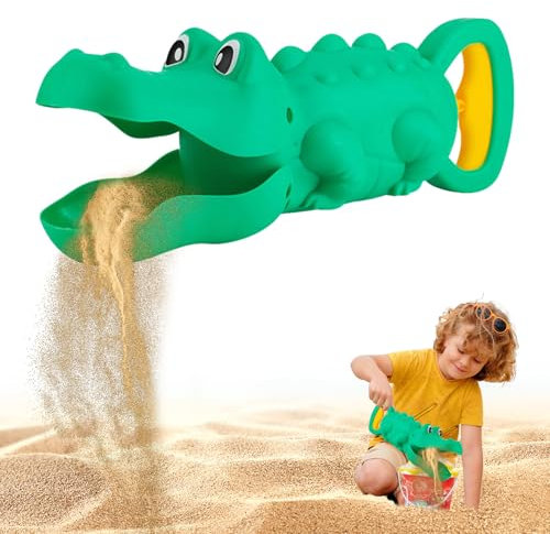Sandgreifer Kinder Sandspielzeug, Sandkasten Spielzeug Hai Schaufel Kinder, Handbagger für Sand Groß 35cm, Strandspielzeug ab 3 Jahren, Sand Spielzeug für Draußen Sommer Party Sandkasten (Krokodil)