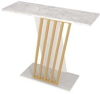 Vente-unique - Console - Effet marbre Blanc et doré - ORSONA