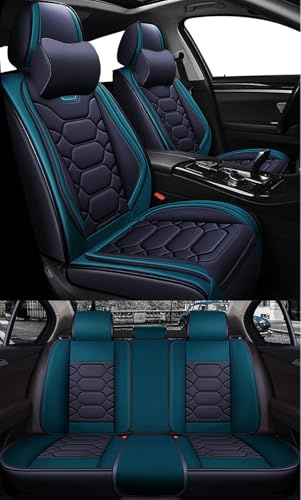 nenyan Autositzbezüge Komplett Set Universal in Premium Design | Schonbezüge für Volkswagen VW Golf Passat Polo Tiguan Touran | Auto Sitzbezüge Airbag Geeignet | Wasserdicht Sitzbezug Blau