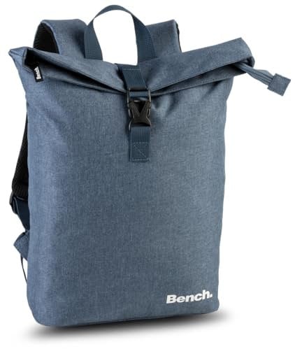 Ragusa-Trade Bench Classic Mini Rolltop Rucksack Damen & Herren, Daypack, Backpack, 35/45 x 26 x 9 cm, 8 L Volumen, denim blau