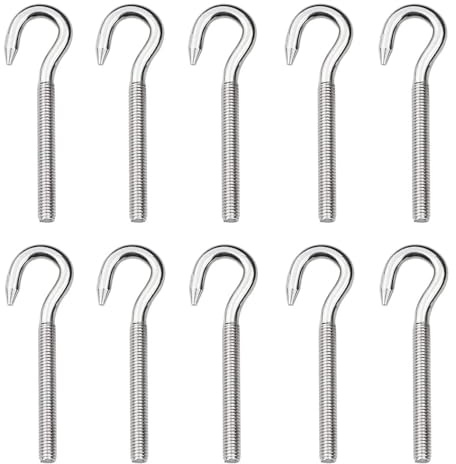 Yajumgato 10 Stück M4 Hakenbolzen Schraubenringe 304 Edelstahl Haken Langschaft Ringschraube für Küche Garten Kronleuchter Vorhänge Handwerk