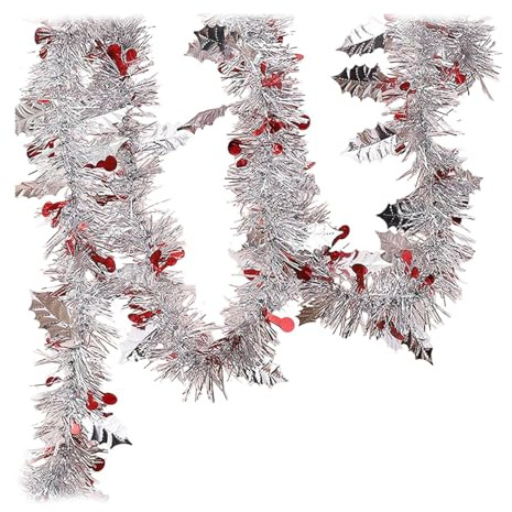 Almencla Weihnachts Lametta Girlande, Weihnachtsbaumschmuck, Metallische Lametta Girlande