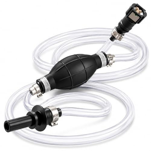 Diesel Fuel Priming Bleeding Pump Tool Manual Hand Primer for Ford 30＋30cm | PSA Land Rover Jaguar V with with Oil Pipe 30+30cm Tube Dual Connectors Siphon Pump Fuel for Gasoline Oil Diesel Gas Exhaust